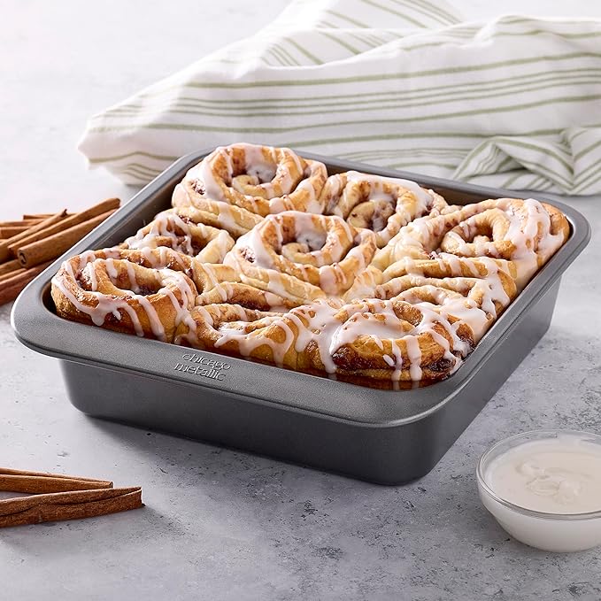 Chicago Metallic 7-Piece Nesting Bakeware Set - Carbon Steel Nonstick Baking Sheet, Loaf Pan, Muffin Pan, Cake Pan, Roaster and Cooling Rack - Space-Saving Kitchen Essentials