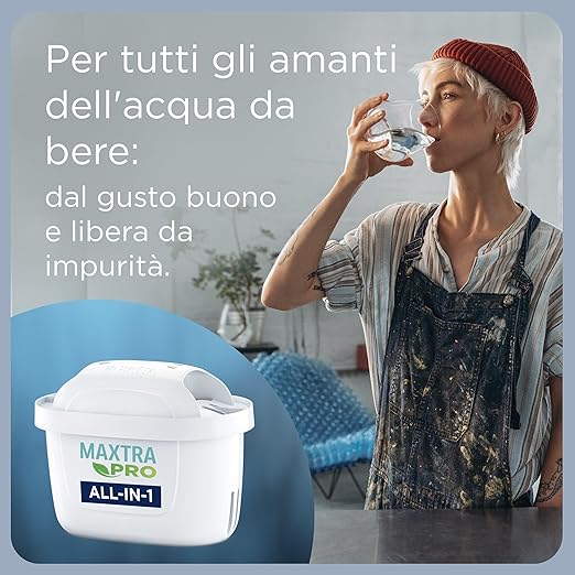 BRITA Jarra con Filtro de Agua Marella Blanca (2,4 l) Incl. 1x Cartucho MAXTRA Pro All-in-1: Jarra Apta para frigorífico con memo Digital y Tapa abatible Que Reduce el Cloro, la Cal y Las impurezas