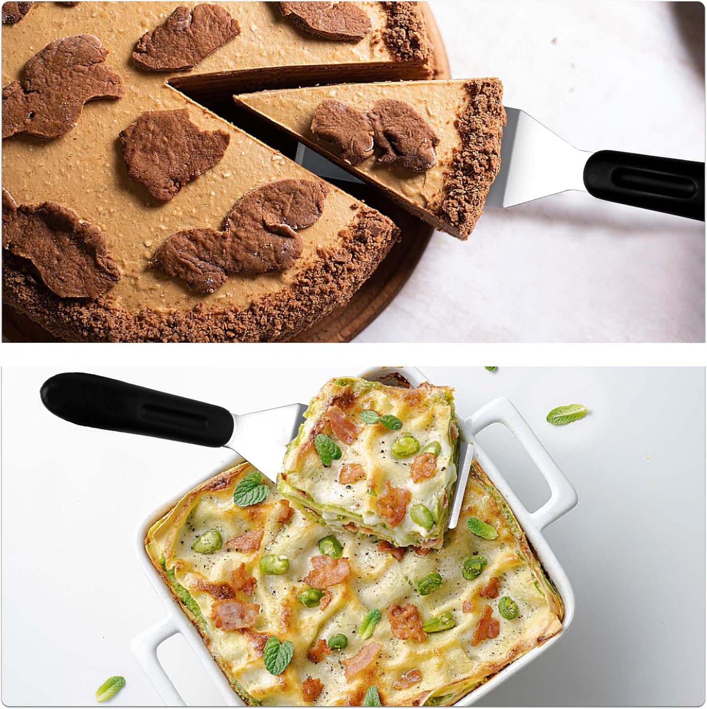 Small Spatula Professional Mini Serving Spatula, Stainless Steel Metal Spatula Set, Cutter and Serve Turner for Kitchen, Flipping or Cooking for Brownie, Cookie, Lasagna, Pancakes or Cake
