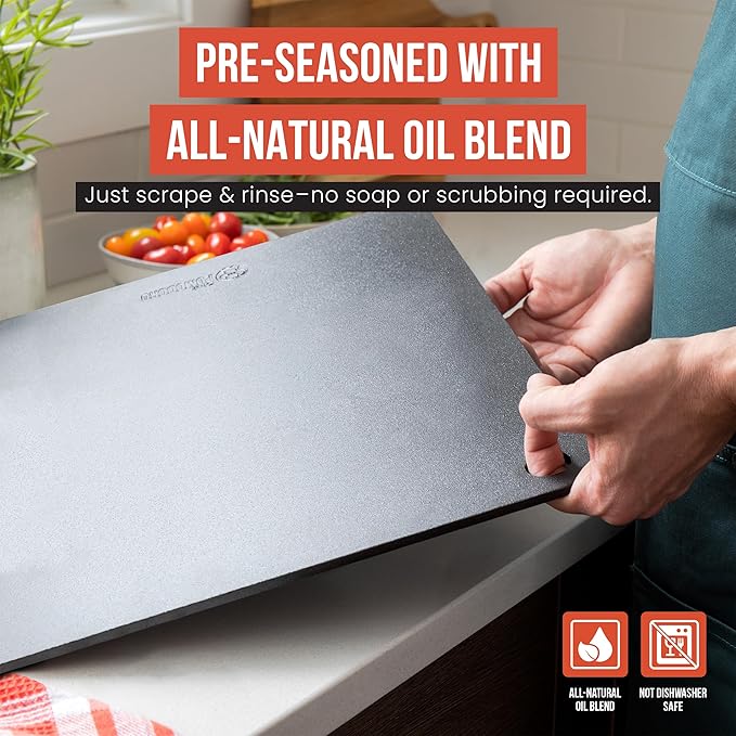 Chef Pomodoro Pizza Steel for Oven 16 Inch 1/4 Inch Thick, Baking Steel for Oven, Grill, Sourdough Bread, Baking Stone for Oven With Lifting H oles 16" X 16" (40.6 x 40.6 cm)