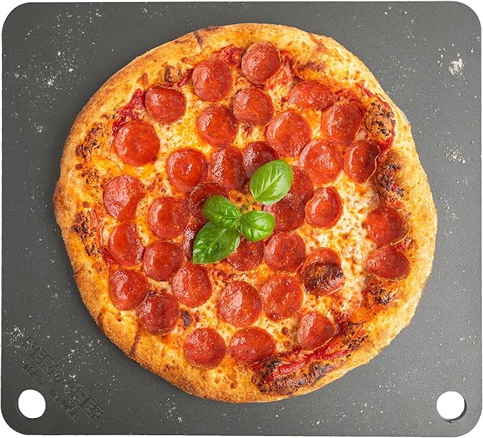 NerdChef Steel Stone - High Performance Pizza Baking | Made in USA (14.5" x 16" x 1/4") - (.25" Thick - Standard)