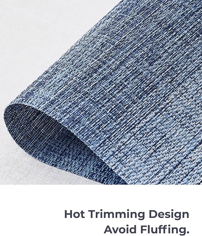 Leetaltree Gradient Blue Woven Placemats Set of 4 - Heat Resistant Non-Slip Place mats for Dining Table, Washable Durable PVC Vinyl Woven Table Mats(Gradient Blue, 4)