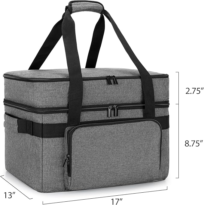 LUXJA Indoor Grill Carrying Bag with Bottom Pad Compatible with Ninja Sizzle GR101 Smokeless Grill, Double Layer Electric Grill Bag with Plates Section (Bag Only), Gray