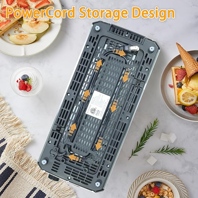 4 Slice Long Slot Stainless Steel Toaster with Extra Wide 1.5” Slots, 6 Shade Browning Settings, Defrost Reheat Cancel Functions, Even Toasting for Artisan & Sourdough Bread, Removable Crumb Tray