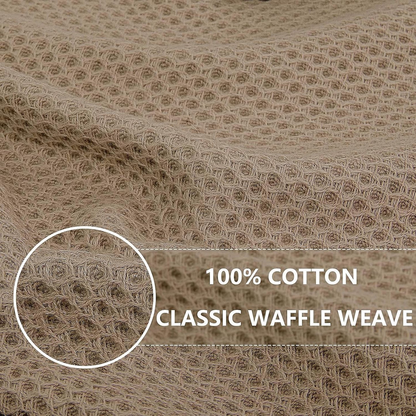 Homaxy 100% Cotton Waffle Weave Kitchen Dish Towels, Ultra Soft Absorbent Quick Drying Cleaning Towel, 13 x 28 Inches, 6-Pack, Tan