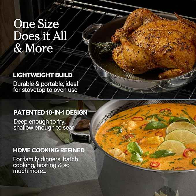 Our Place Titanium Pro Cookware Duo – Always Pan & Perfect Pot with Nonstick No-Coating Technology | Tri-Ply Titanium & Stainless Steel | Safe for Oven, Induction & All Cooktops up to 1000°F | Chrome