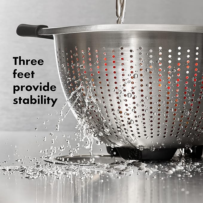 OXO Good Grips Stainless Steel Colander,5 qt. Capacity,Strainer with Non-Slip Handles,Kitchen Colander for Pasta and Vegetables,Nesting Stainless Steel Strainer and Sieve,(Pack of 12)