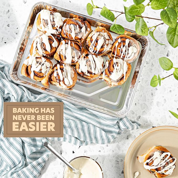 PLASTICPRO Aluminum Pans 20 Pack Disposable Cookie Sheets 9'' x 13'' Baking Pans Premium Quality Heavy Duty Cookie Sheet Pans