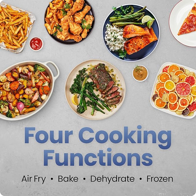 Chefman Air Fryer – 4-in-1 Slim 3.5 QT Airfryer, Air Fry, Bake, Dehydrate, Frozen, 450°F Max Temp for Extra Crispy Results in Minutes, Nonstick Ceramic Coating, Dishwasher-Safe Accessories - Green