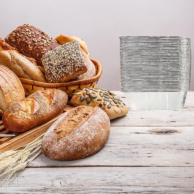Waytiffer 100 Pack 1Lb mini Loaf Pans Heavy Duty Disposable Aluminum Foil Bread Tins Standard Size 6" X 3.5" X 2.5" Oven Safe Sturdy Small Bread Tin Pans 1 Pound Loaf Pans