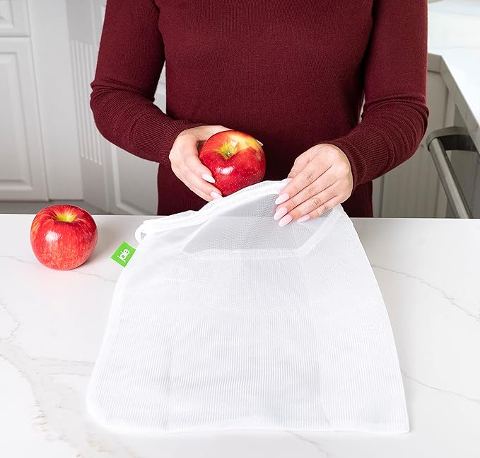 Joie Reusable Produce Bags 5pc Set, Sustainable, Nylon, Mesh, Machine Washable, Eco-Friendly, 5.5 x 6 inches