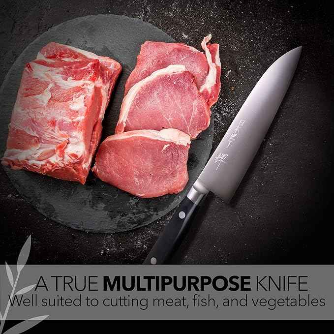 Kagayaki Japanese Chef’s Knife, KGR2-2 Professional Santoku Knife, R-2 Special Steel Pro Kitchen Knife with Ergonomic Pakka Wood Handle, 6.8 inch