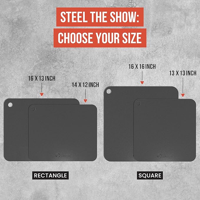 Chef Pomodoro Pizza Steel for Oven 16 Inch 1/4 Inch Thick, Baking Steel for Oven, Grill, Sourdough Bread, Baking Stone for Oven With Lifting H oles 16" X 16" (40.6 x 40.6 cm)