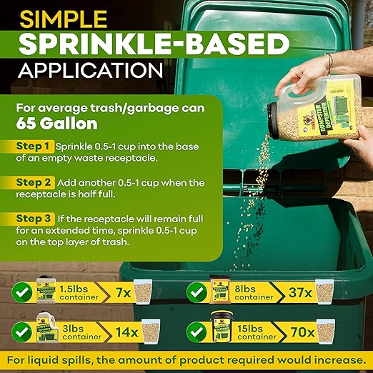 BEEST Dumpster Defender - 3lbs Outdoor Trash Can Deodorizer & Liquid Waste Absorber (Made in USA) Biodegradable Trash Can Odor Eliminator - Powerful Garbage Deodorizer for Always-Fresh Bins - 14 Cups