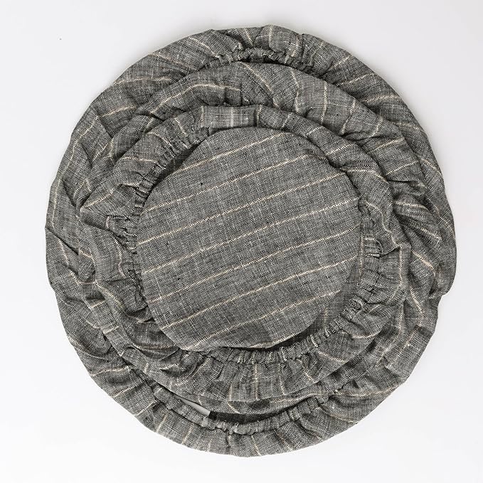 100% Linen Stripe Bowl Covers Reusable For Bread Proofing, 4 Pcs Elastic Cloth Fabric Bowl Covers, 5.9*7.9*9.8*11.8 Inches, Grey