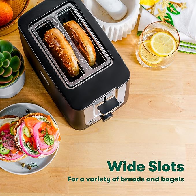 bella 2 Slice Toaster with Auto Shut Off,Extra Wide Slots & Removable Crumb Tray and Cancel,Defrost & Reheat Function,Toast Bread,Bagel-& Waffle,Black,(Pack of 6)