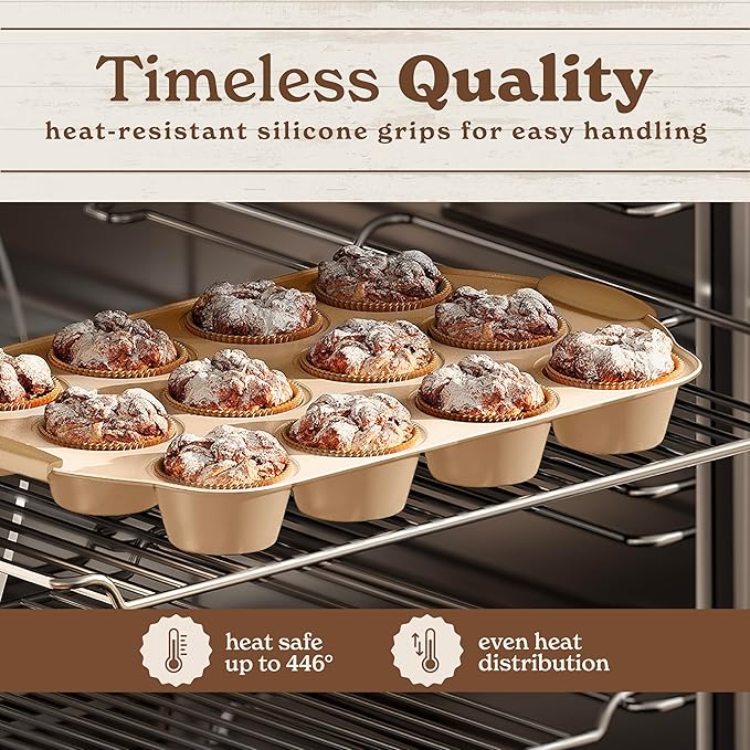 Country Kitchen Nonstick Stackable Bakeware Set - Heavy Duty, Durable, Easy Release Baking Set, Gold, 10 Pcs
