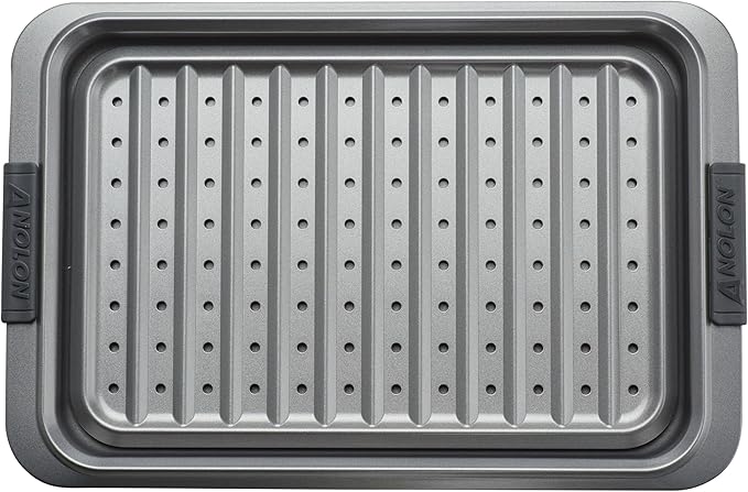 Anolon Advanced Nonstick Bakeware Set, Nonstick Cookie Sheet / Baking Sheet and Crisper Pan - 2 Piece, Graphite Gray