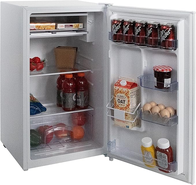 West Bend Mini Fridge Compact Refrigerator for Home Office or Dorm, with Reversible Door, Energy Star Rated, 3.3-Cu.Ft., White