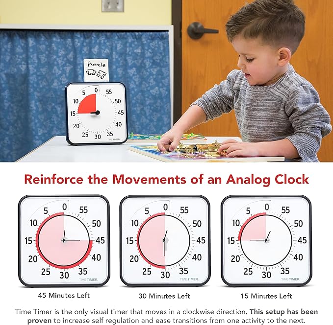 TIME TIMER 8 inch Visual Timer - 60 Minute Kids Desk Countdown Clock with Dry Erase Activity Card, Also Magnetic - for Kids Classroom, Homeschooling Study Tool, Task Reminder, Home and Kitchen Timer