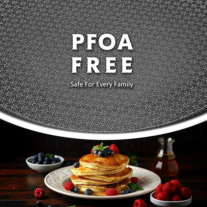SNOWCLAD Crepe Pan,10 in Nonstick Crepe Pan, Stainless Steel Flat Skillet,Non Stick Dosa Tawa Comales Para Tortillas Pancake Pan,Dishwasher and Oven Safe Cookware,Induction Compatible, PFOA Free